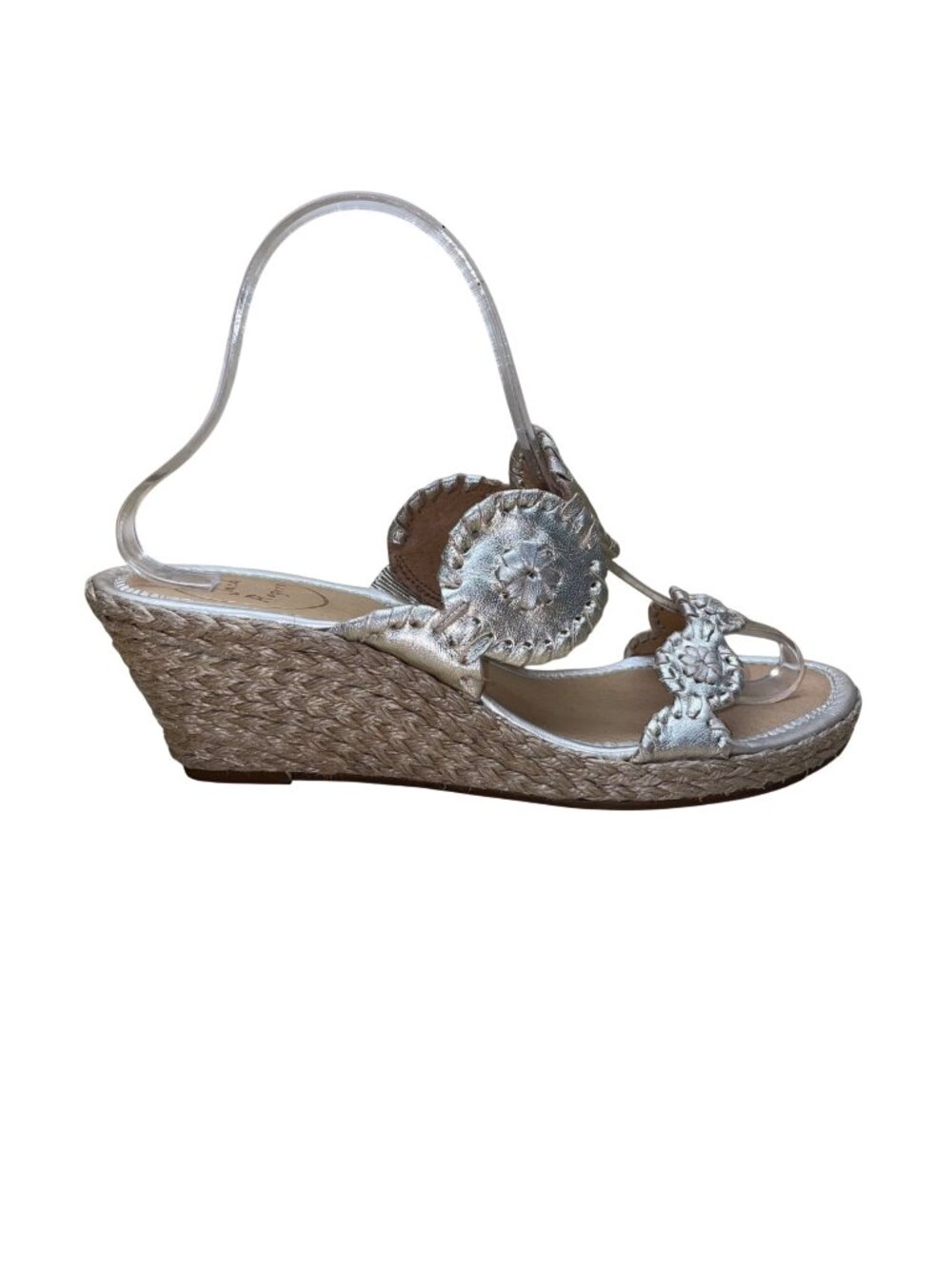 Jack Rogers Women’s Gold Metallic Floral Design Open Toe Wedge Sandals Size 8M